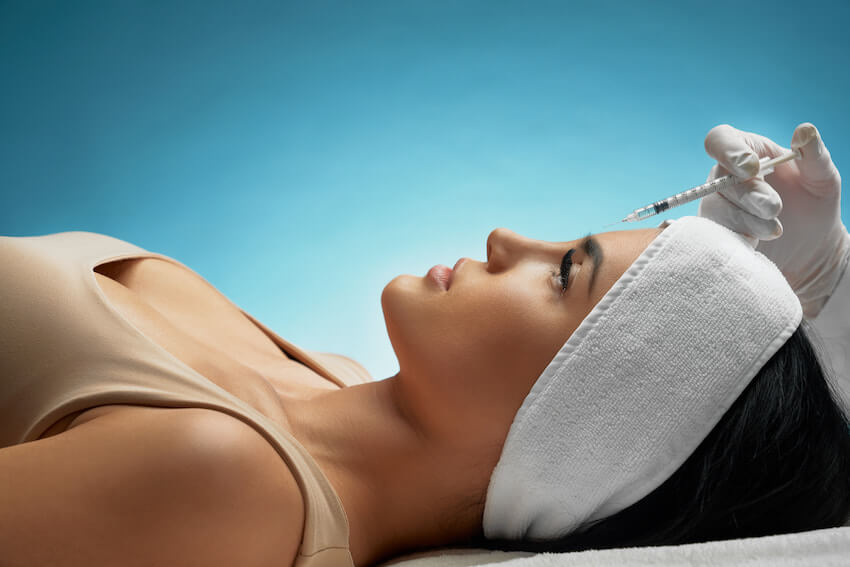 Cosmetic Botox injection in forehead area