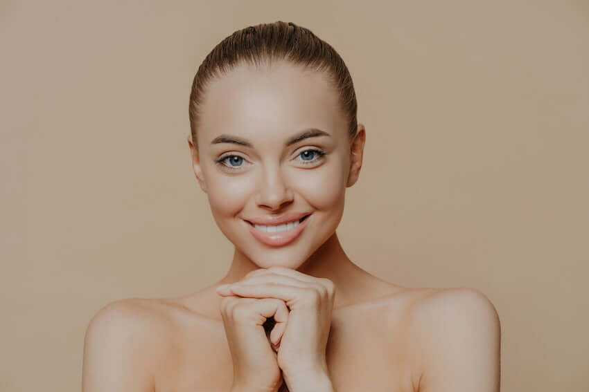 beautiful woman with clear skin