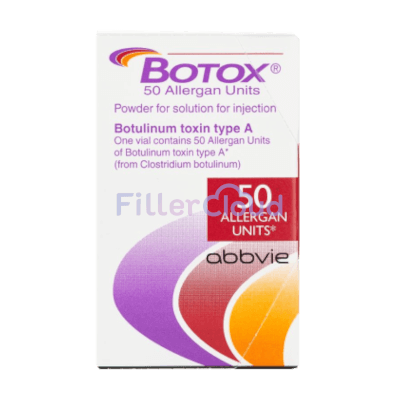 Botox 50 Allergan Units vial box, botulinum toxin type A by AbbVie